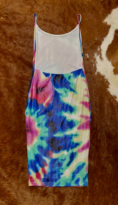 Snake Print Tie Dye Backless Dress